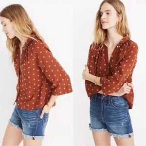 Madewell Raglan Peasant Women's Orange Shirt Size Small